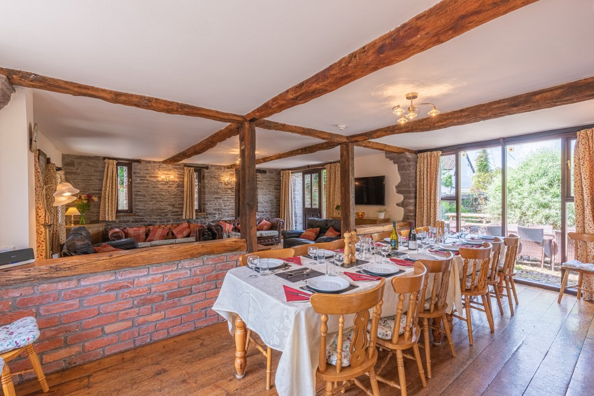 Spacious dining and living room at Glebe Barn